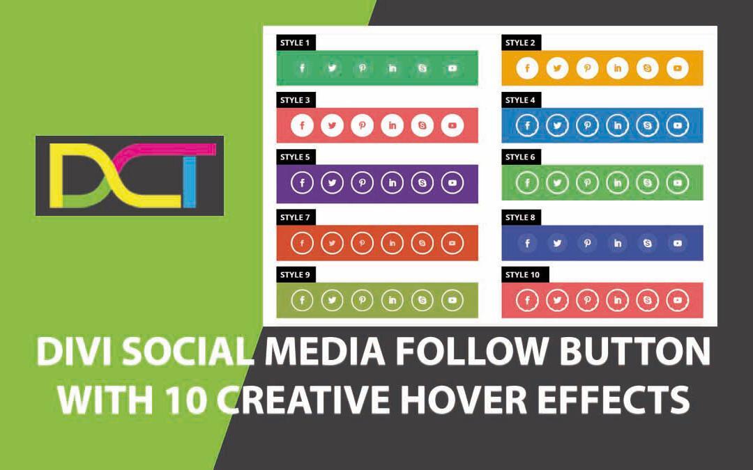 DIVI Social Media Follow Button With 10 Creative Hover Effects